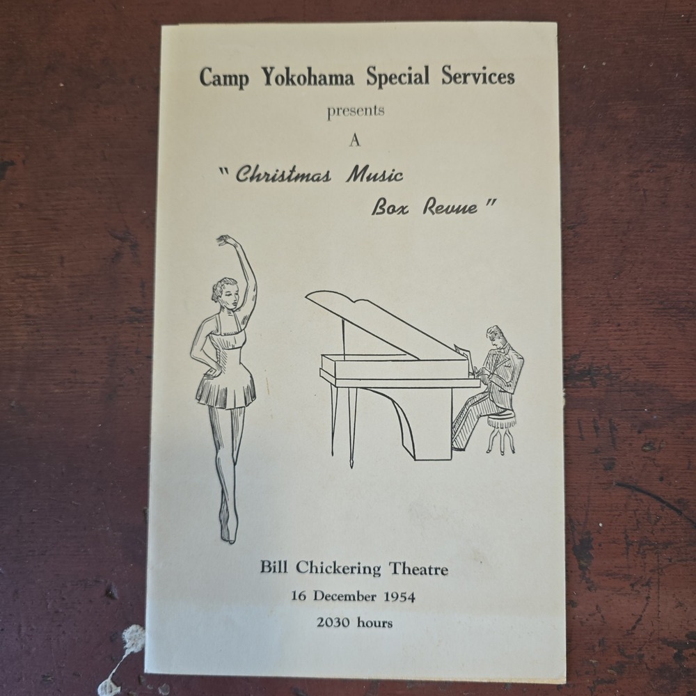 1954 CAMP YOKOHAMA YO-HI Christmas Music Box Revue Brochure JAPAN Rare